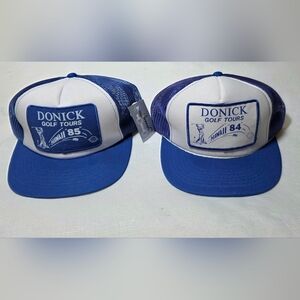 vintage 2 piece lot 80s trucker hats promoting DONICK GOLF TOURS Hawaii Rare